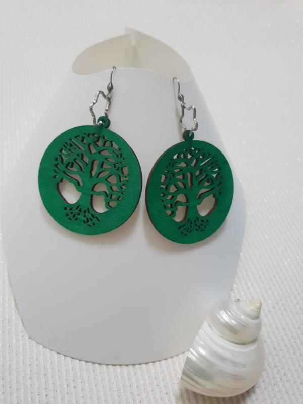 Boucles d'oreilles Arbre de vie en bois