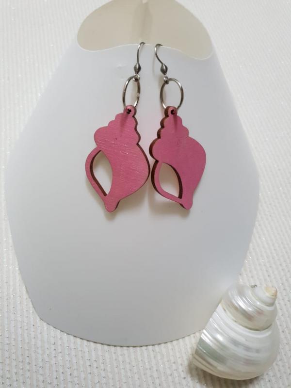 Boucles d'oreilles bois coquillage