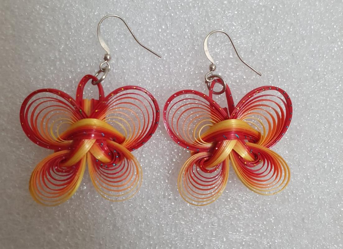 boucles d'oreilles  bambou   papillon