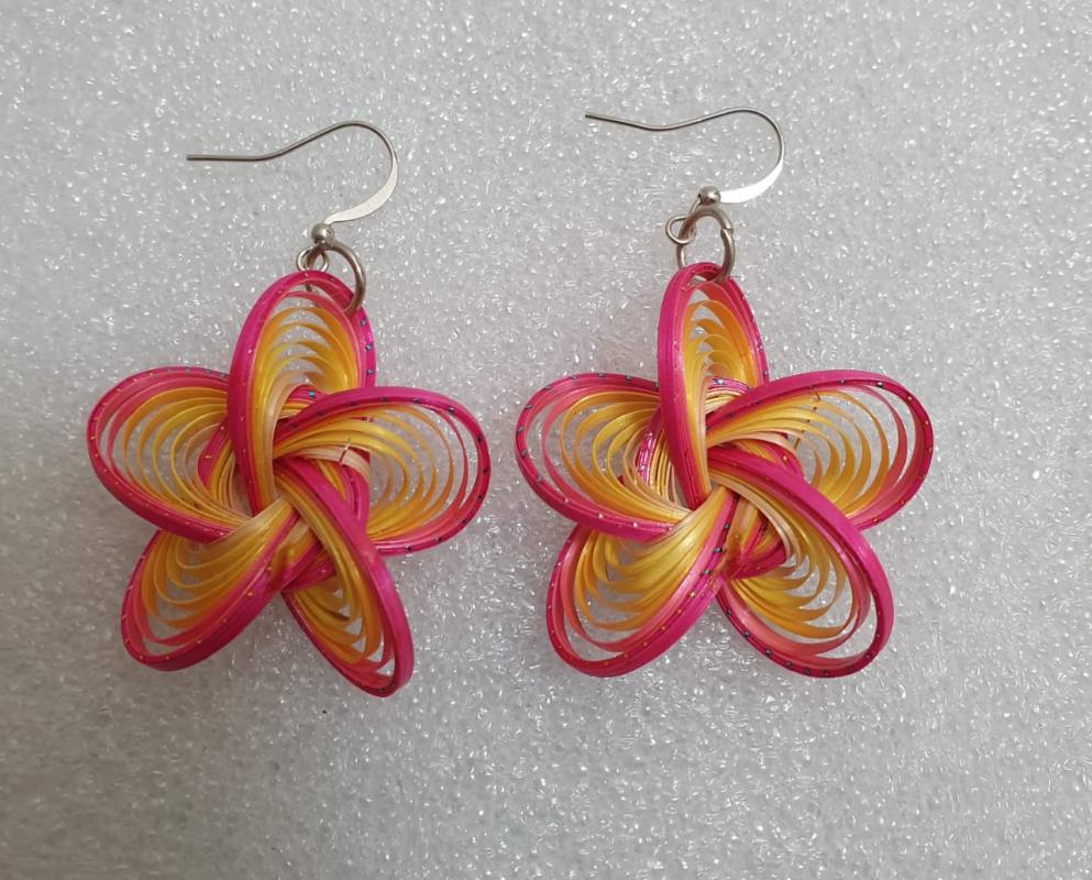 boucles d'oreilles  bambou    fleur