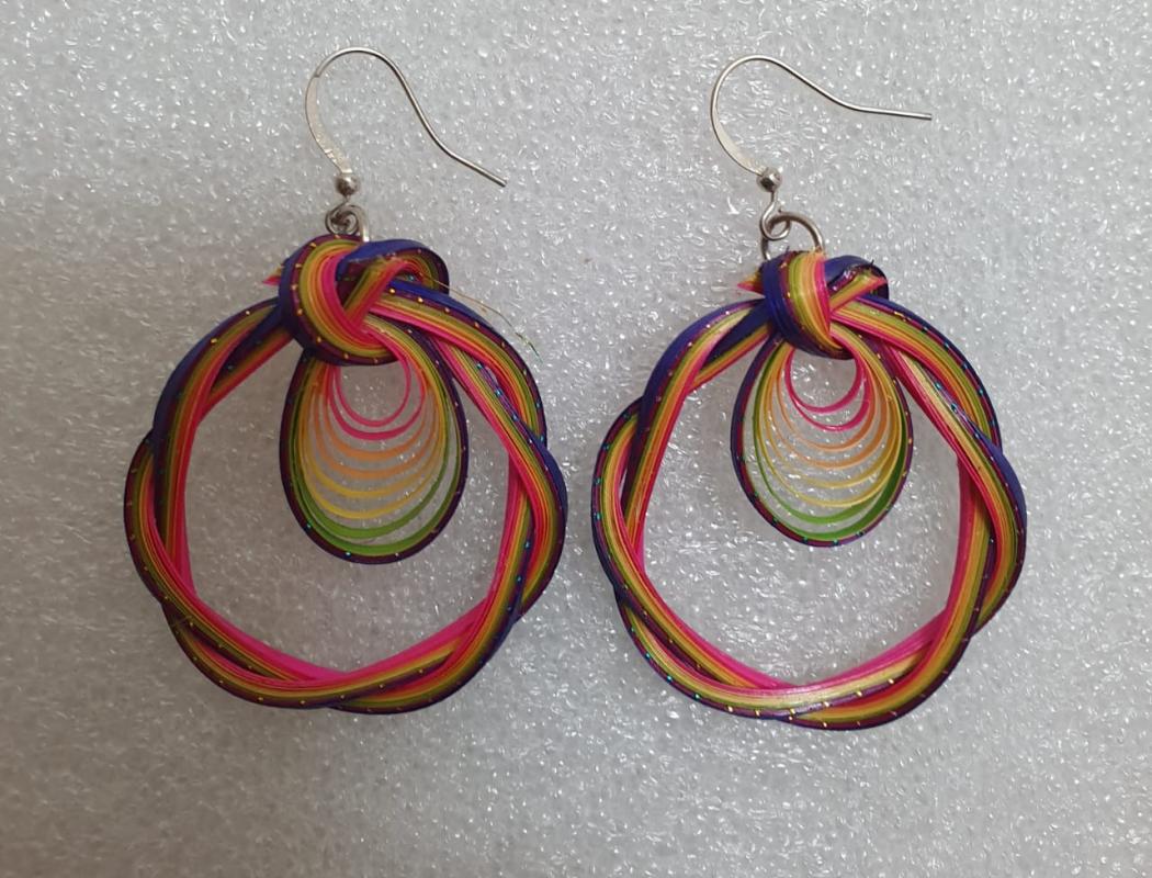 boucles d'oreille bambou  ronde tressée