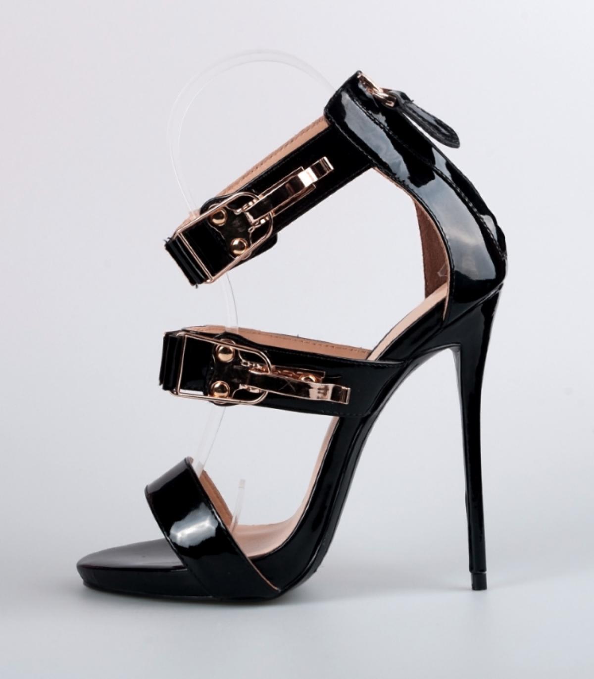 Talon en cuir verni noir
