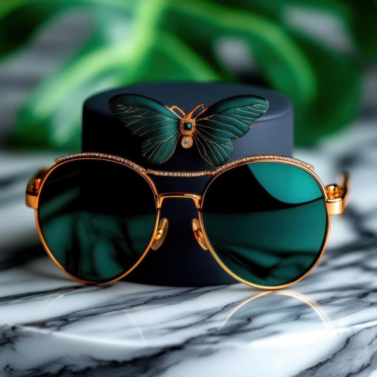 Lunettes avec verres vert foncé