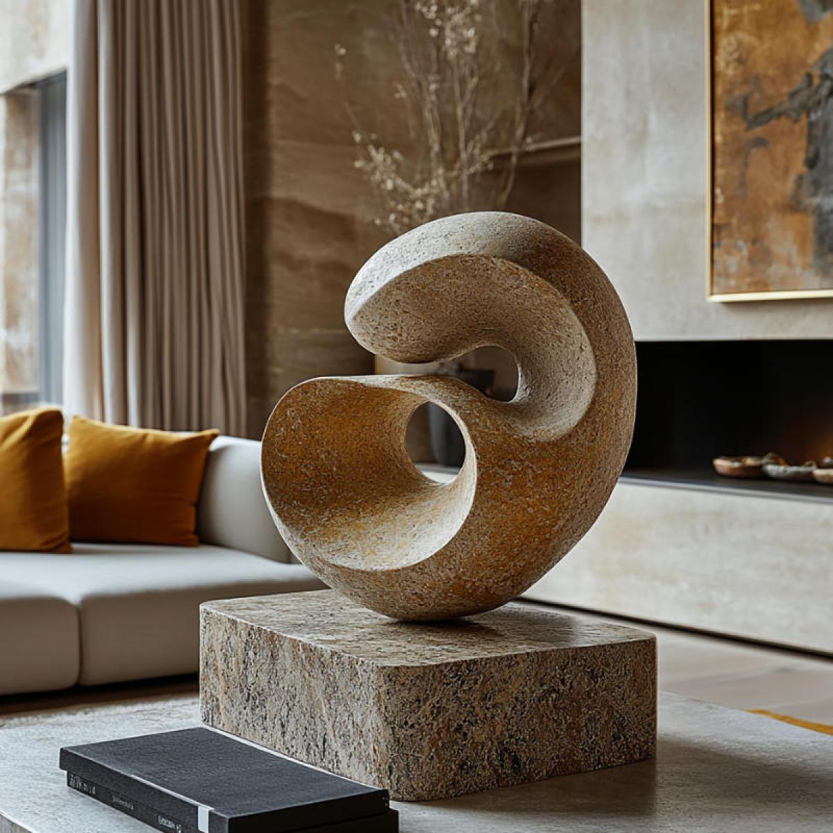 sculpture contemporaine socle en pierre